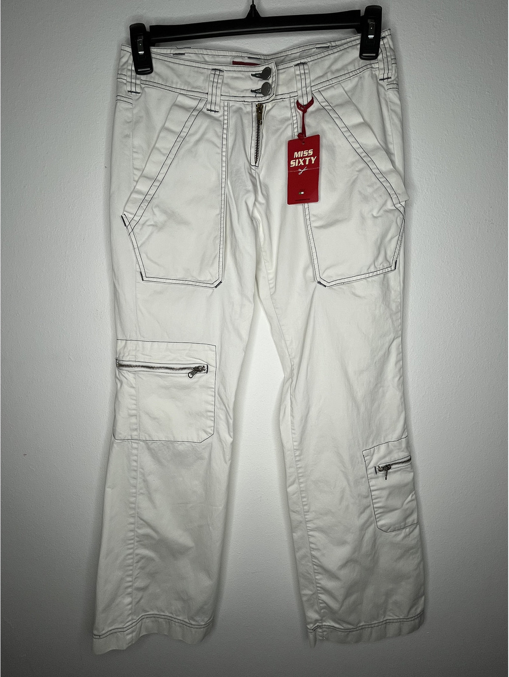 NWT Miss Sixty Women's White/Pit Trousers Pants Size 28